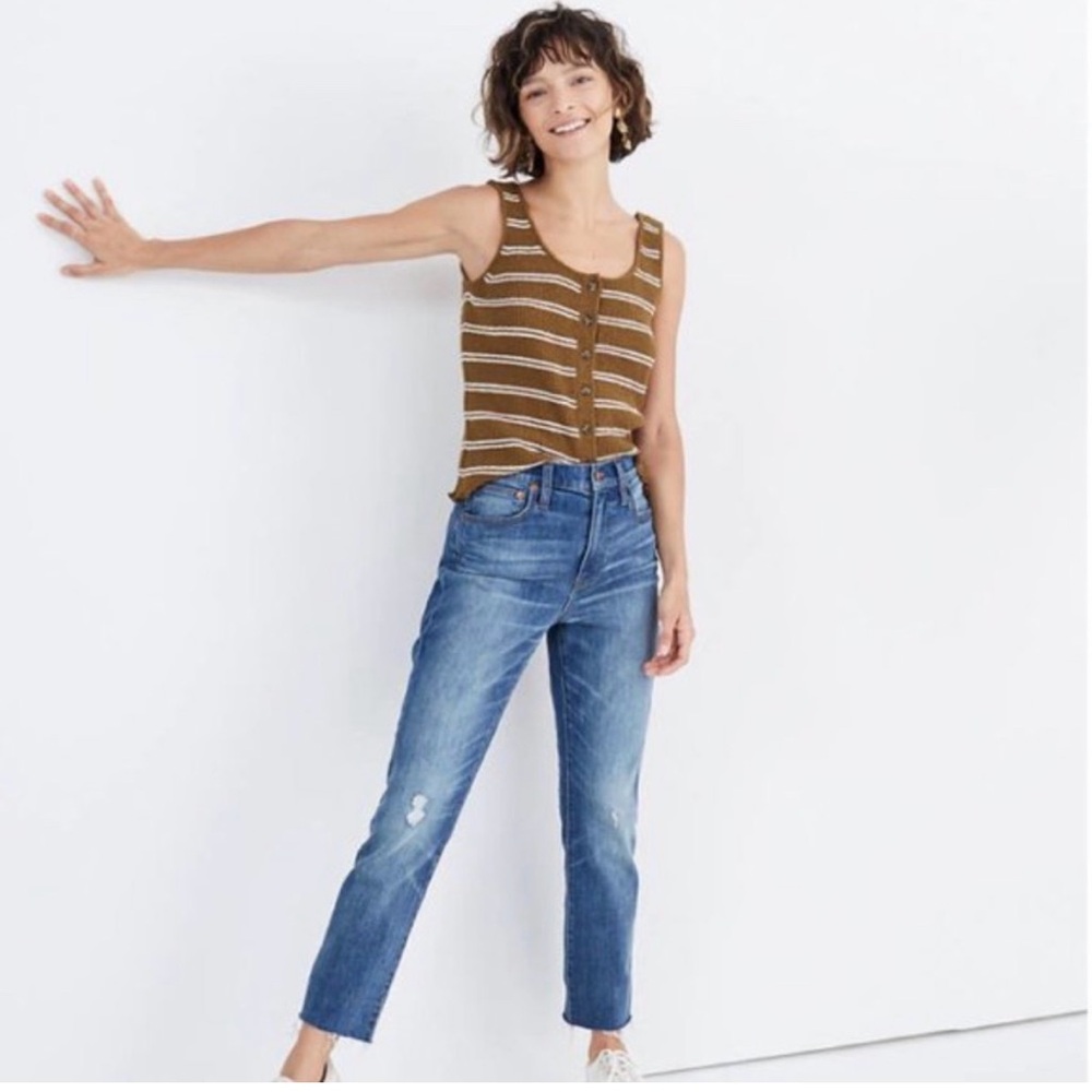 Madewell The High-Rise Slim Crop Boyjean Raw Hem Dover Wash. Women’s 34 (40x26)